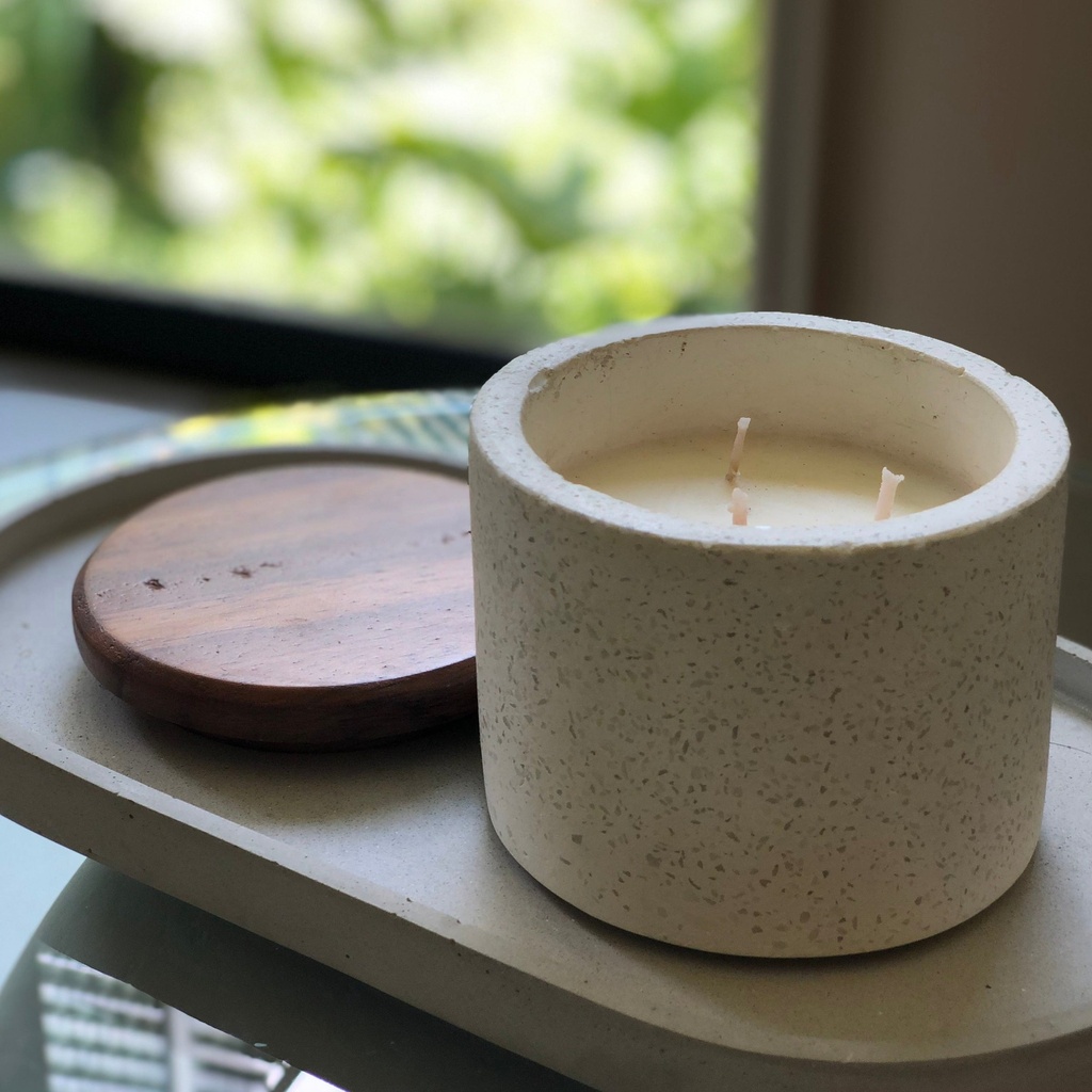 Candela Soika Contenedor Concreto Blanco