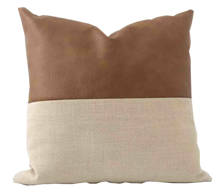 Cojín Lino y Cuero
