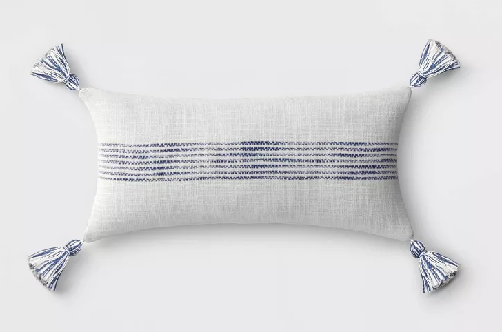 Cojín Riñonera líneas azul y blanco