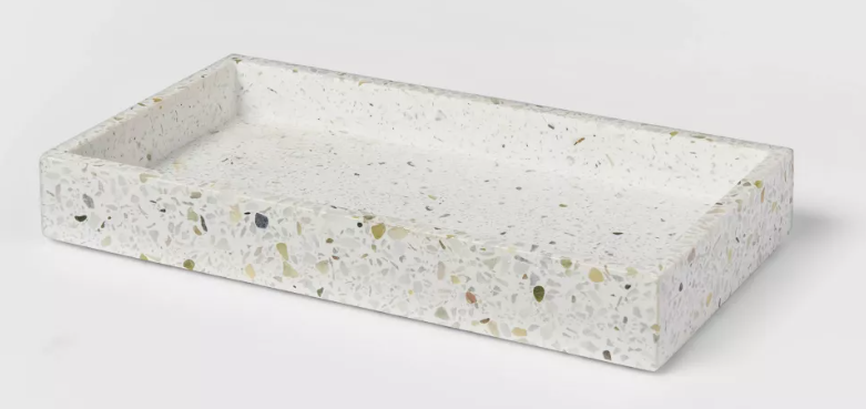 Bandeja Rectangular Terrazo Blanco