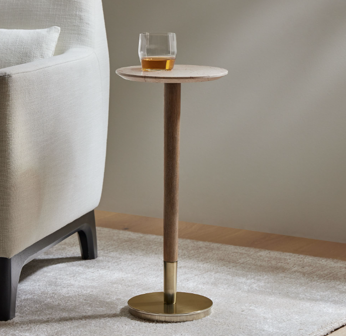 Side Table de Mármol y Basé de Metal