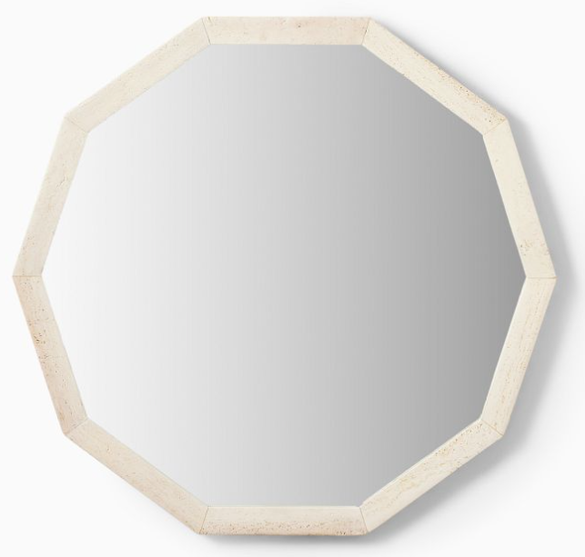 Espejo Hexagonal con Marco de Travertino