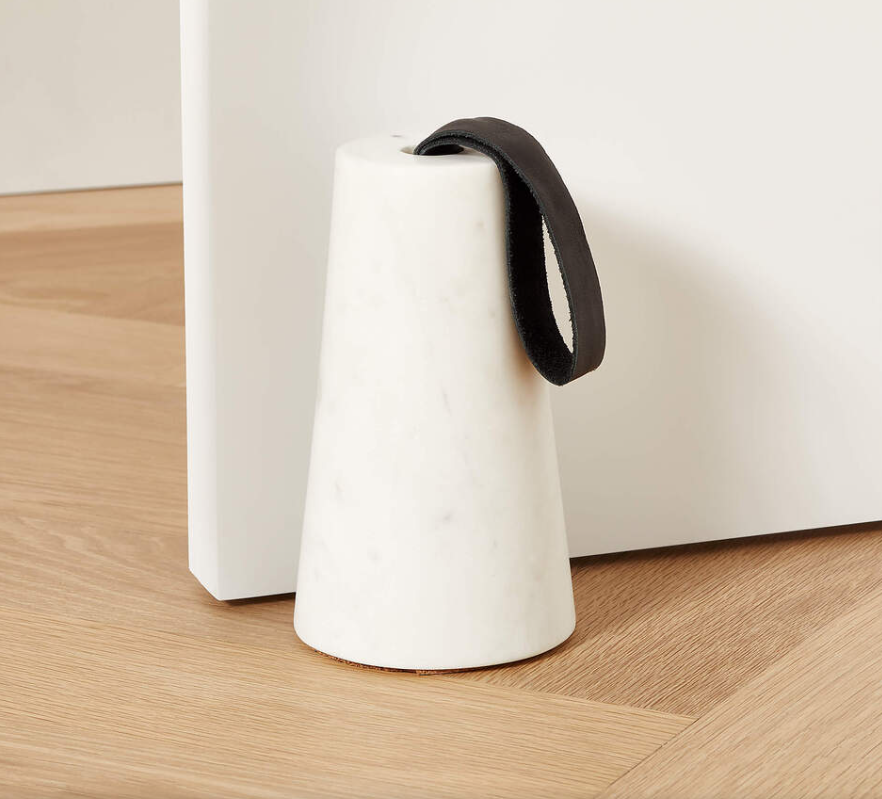 Tope de Puerta de Mármol con tirador de cuero