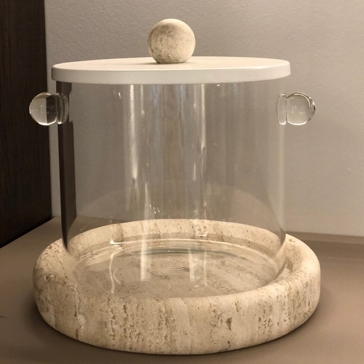 [UB0006] Hielera de vidrio con base de mármol beige