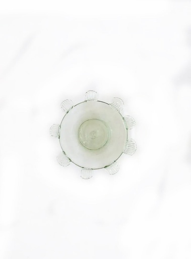 [US0047] Plato pequeño de vidrio con plumas transparente