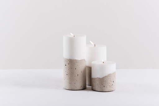 [D0018] Candela de concreto Blanca Grande