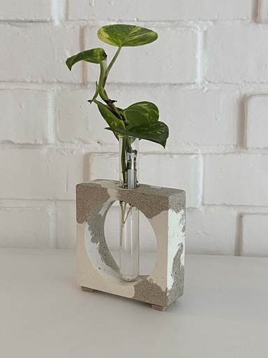 [D0049] Florero propagación blanco/ terrazo beige