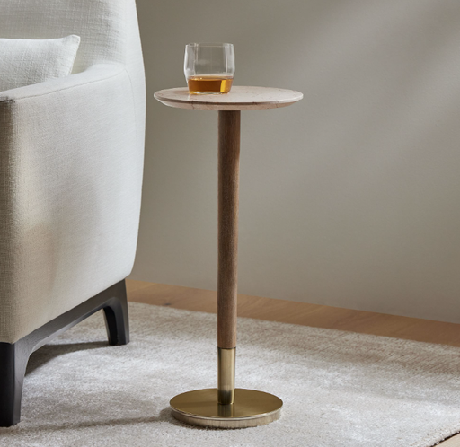 Side Table de Mármol y Basé de Metal