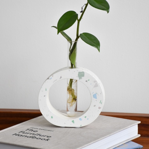 Jarrón Propagación Terrazo Blanco